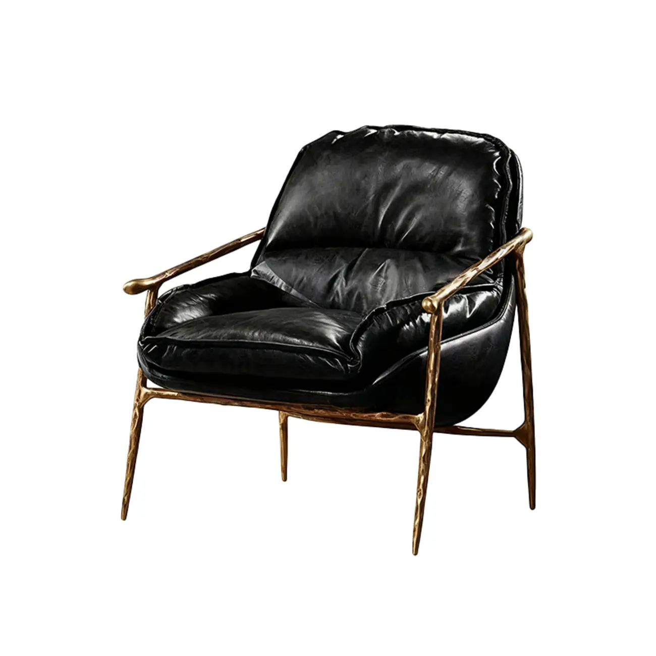 Mid-Century Modern Genuine Leather Accent Armchair Image - 11 | homeyfad