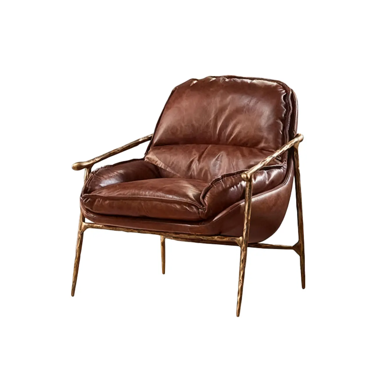 Mid-Century Modern Genuine Leather Accent Armchair Image - 9 | homeyfad