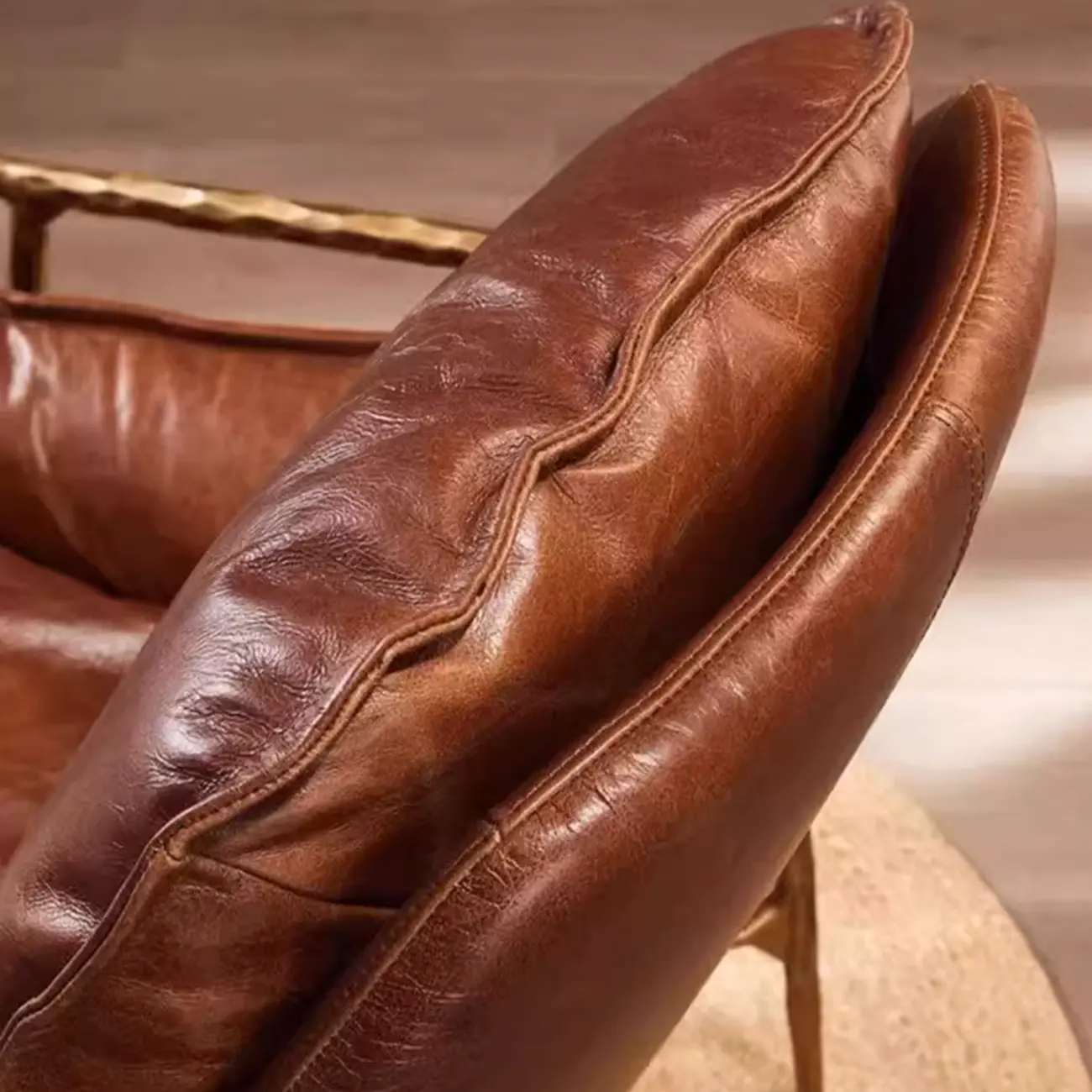 Mid-Century Modern Genuine Leather Accent Armchair Image - 6 | homeyfad