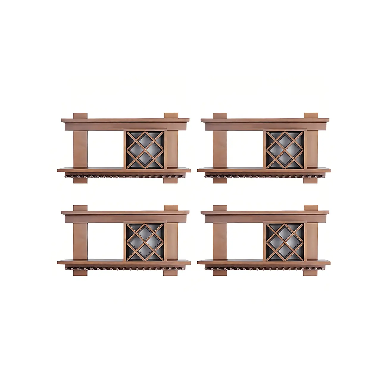 Pine Wooden Wall-Mounted Display Open Wine Bottle & Glass Rack Image - 42 | homeyfad