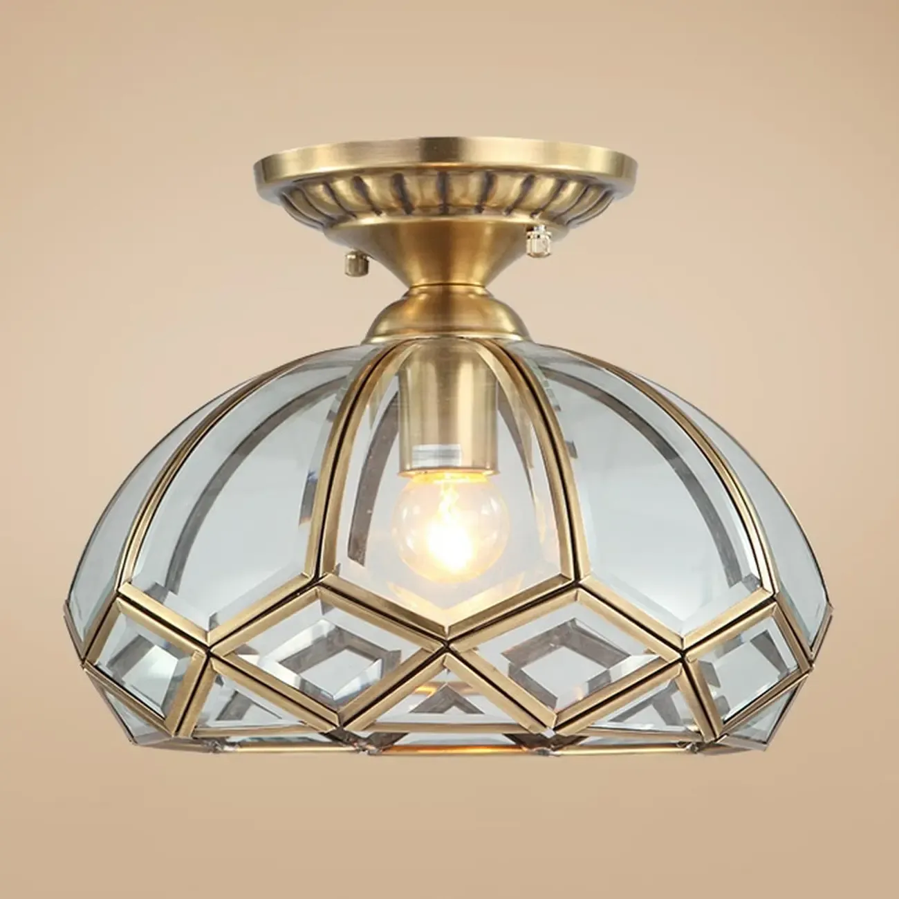 Colonial 8.5" Glass Semi Flush Ceiling Light for Living Room