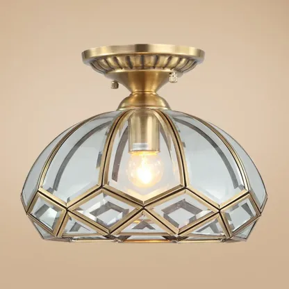 Colonial 8.5" Glass Semi Flush Ceiling Light for Living Room
