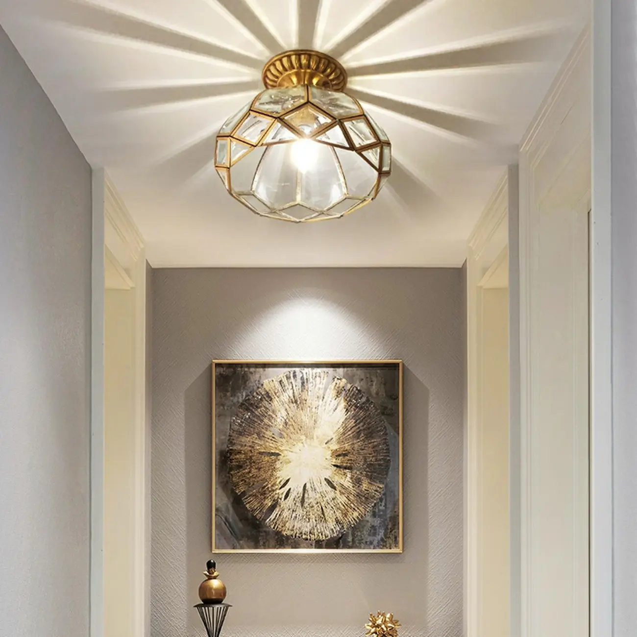 Colonial 8.5" Glass Semi Flush Ceiling Light for Living Room | homeyfad