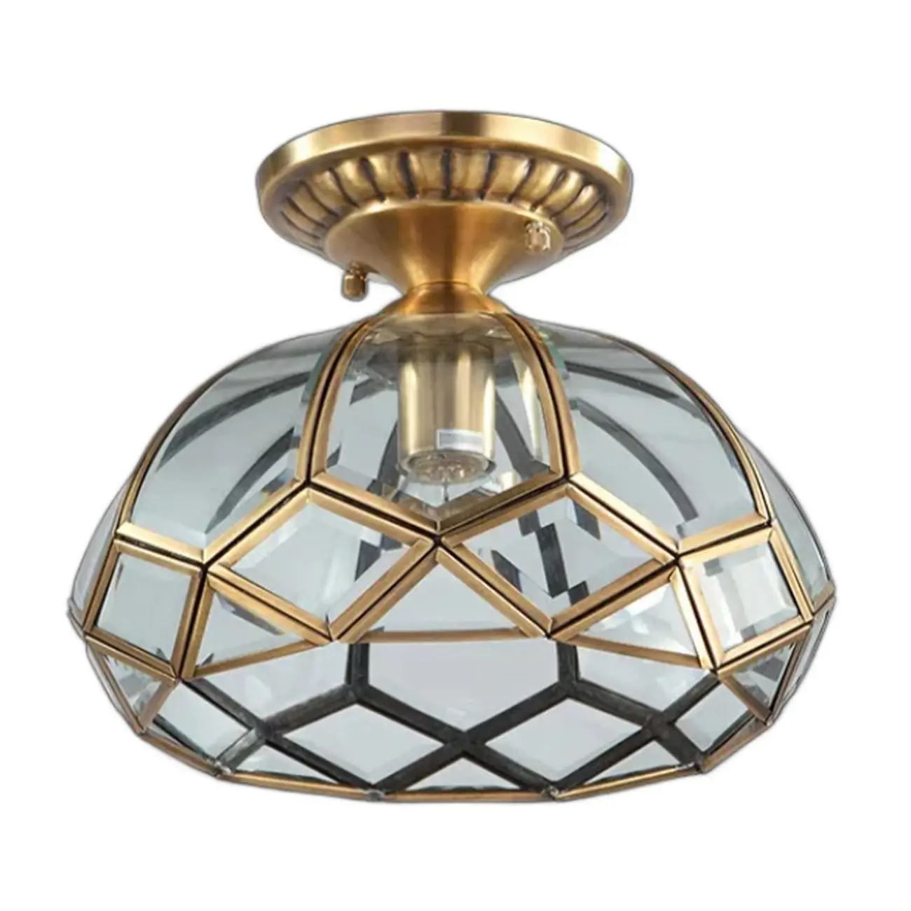 Colonial 8.5" Glass Semi Flush Ceiling Light for Living Room | homeyfad