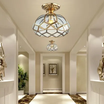 Colonial 8.5" Glass Semi Flush Ceiling Light for Living Room