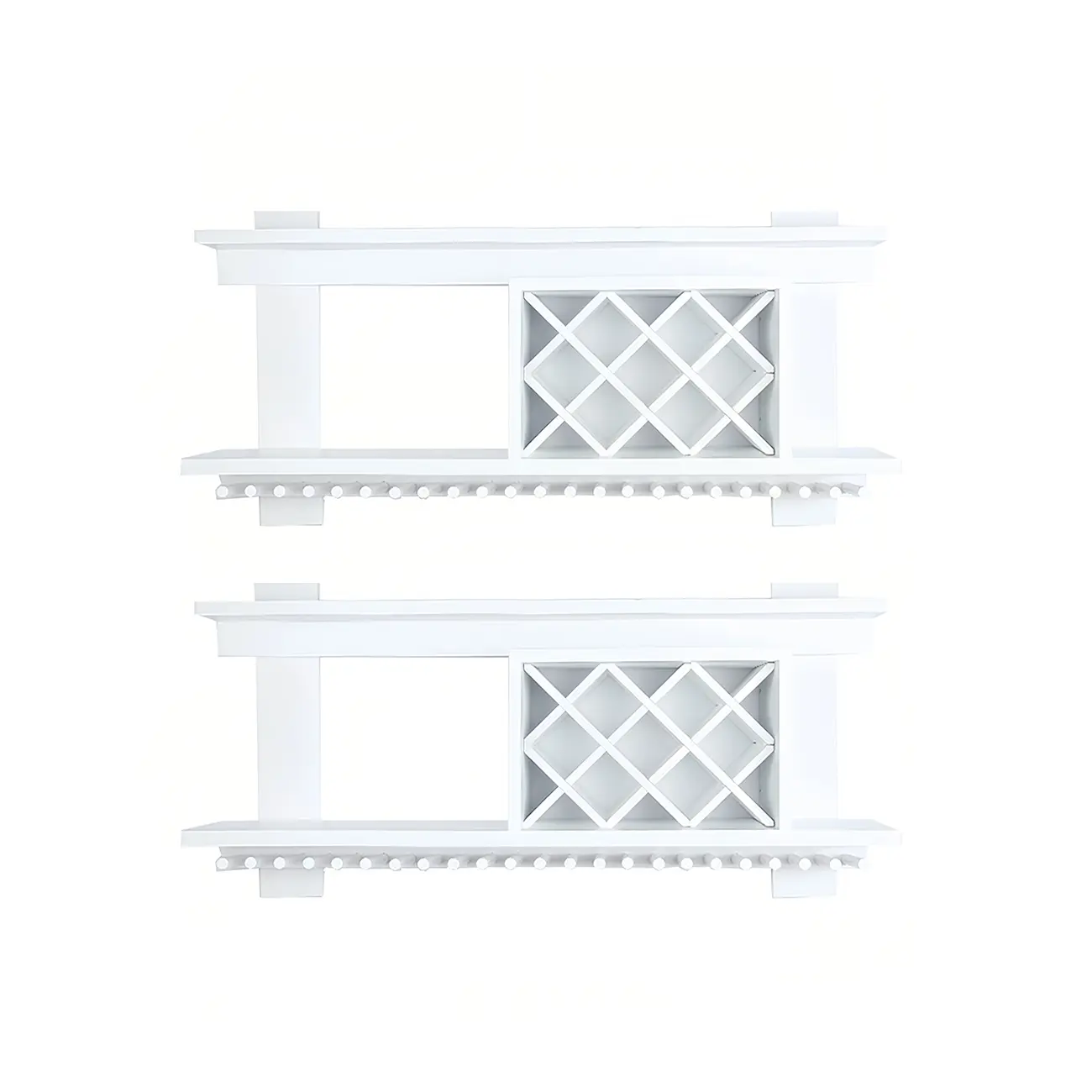 Pine Wooden Wall-Mounted Display Open Wine Bottle & Glass Rack Image - 44 | homeyfad