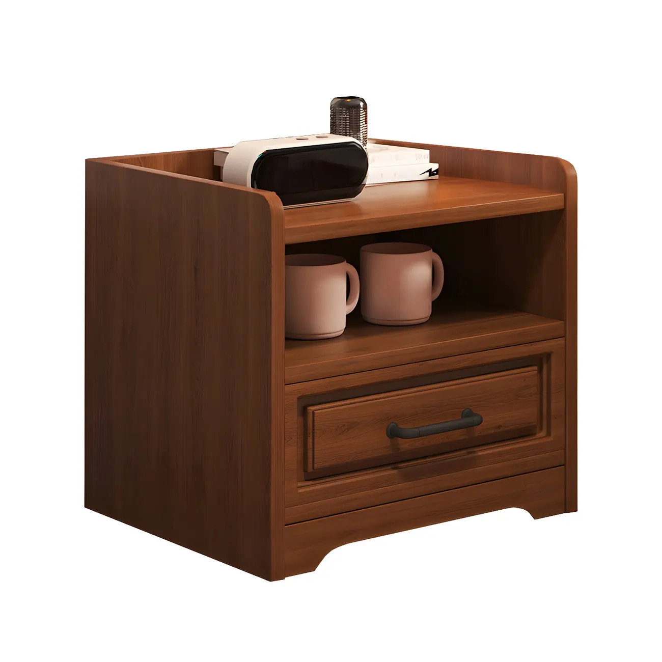 Modern White Wooden Tray Top 2-Drawer Nightstand Image - 12 | homeyfad