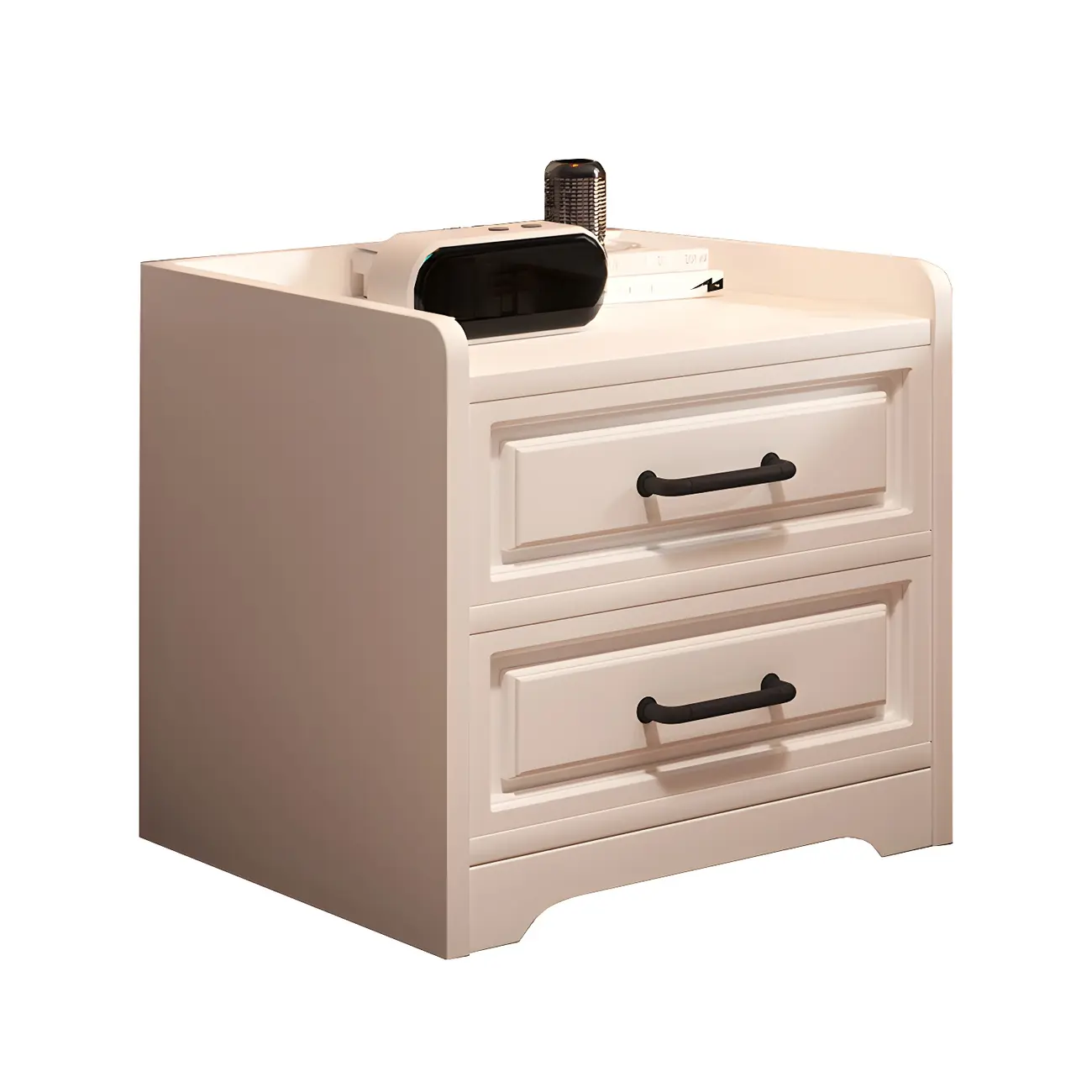 Modern White Wooden Tray Top 2-Drawer Nightstand Image - 10 | homeyfad