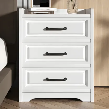 Modern White Wooden Tray Top 2-Drawer Nightstand Image - 6