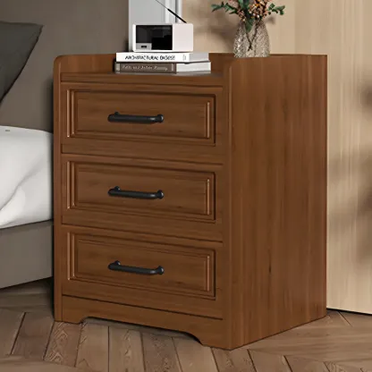 Modern White Wooden Tray Top 2-Drawer Nightstand Image - 5