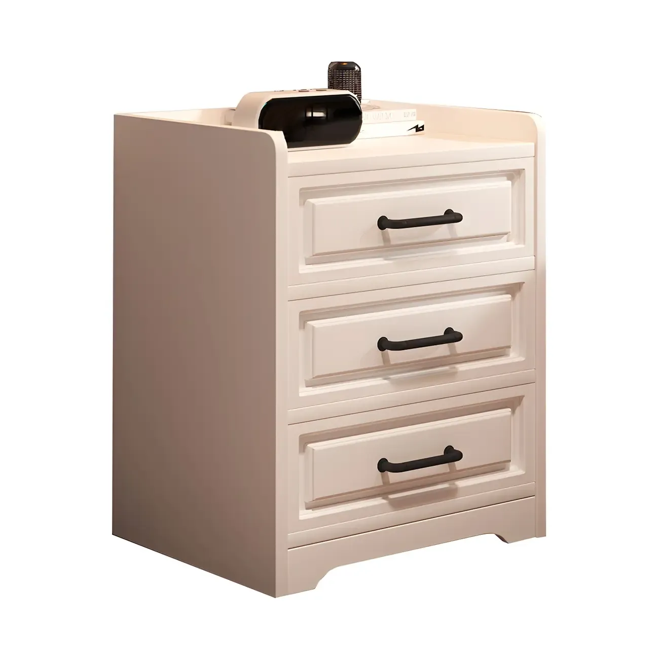 Modern White Wooden Tray Top 2-Drawer Nightstand Image - 11