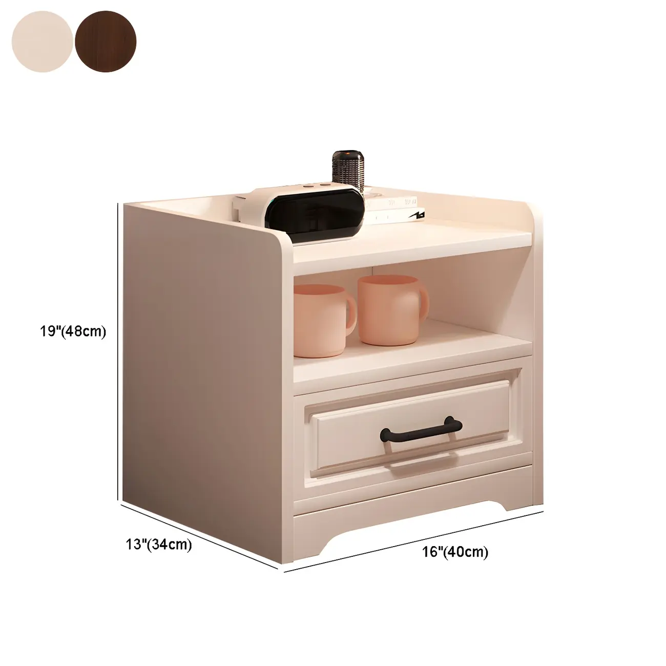 Modern White Wooden Tray Top 2-Drawer Nightstand #size | homeyfad