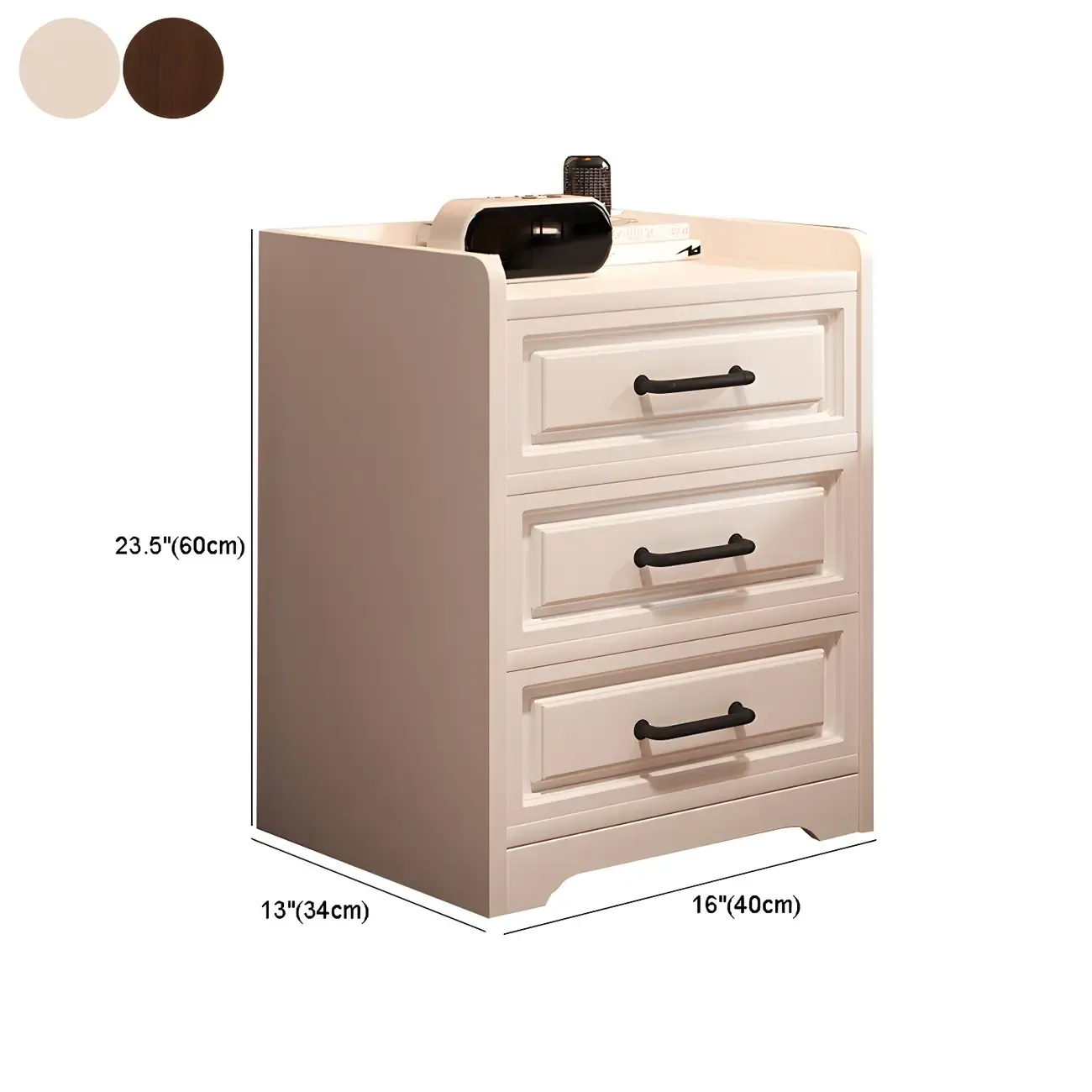 Modern White Wooden Tray Top 2-Drawer Nightstand Image - 17