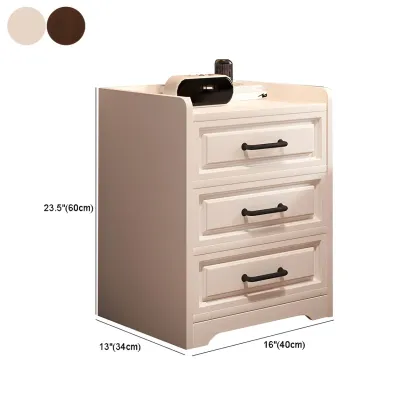 Modern White Wooden Tray Top 2-Drawer Nightstand Image - 17