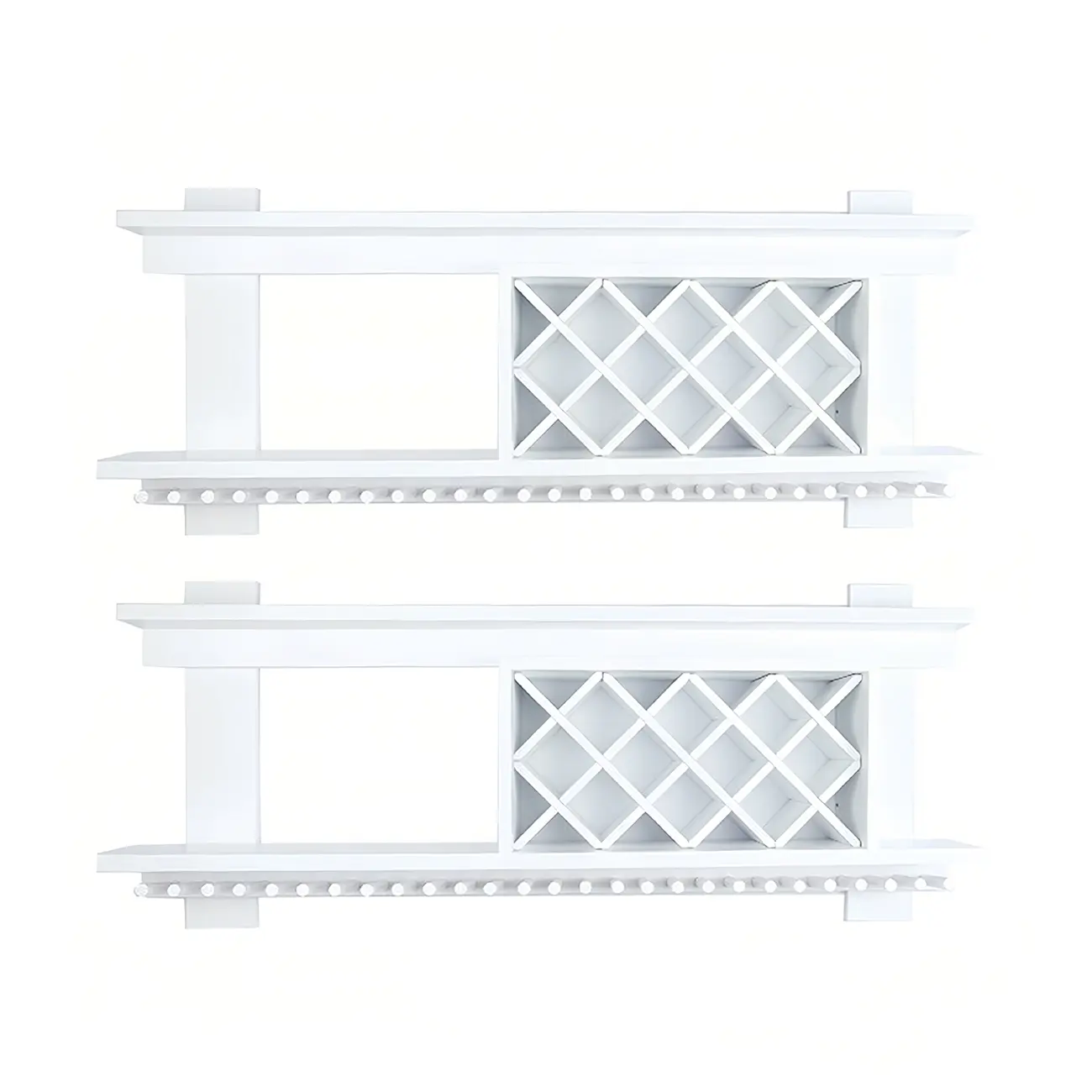 Pine Wooden Wall-Mounted Display Open Wine Bottle & Glass Rack Image - 50 | homeyfad