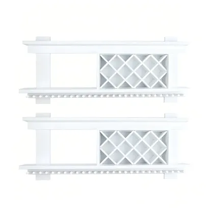 Pine Wooden Wall-Mounted Display Open Wine Bottle & Glass Rack Image - 50