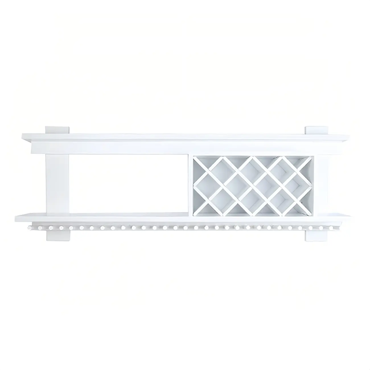 Pine Wooden Wall-Mounted Display Open Wine Bottle & Glass Rack Image - 55 | homeyfad