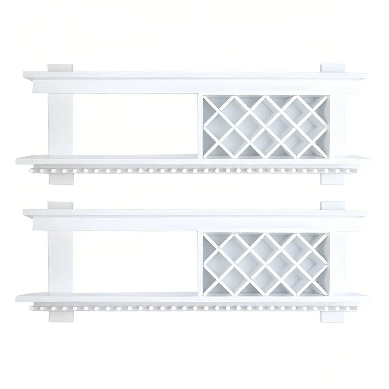 Pine Wooden Wall-Mounted Display Open Wine Bottle & Glass Rack Image - 56 | homeyfad