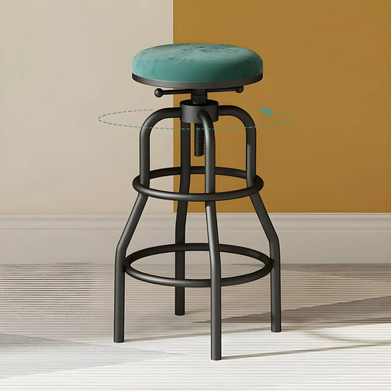 Industrial Faux Leather Swivel Bar Stools with Backrest for Home Image - 2