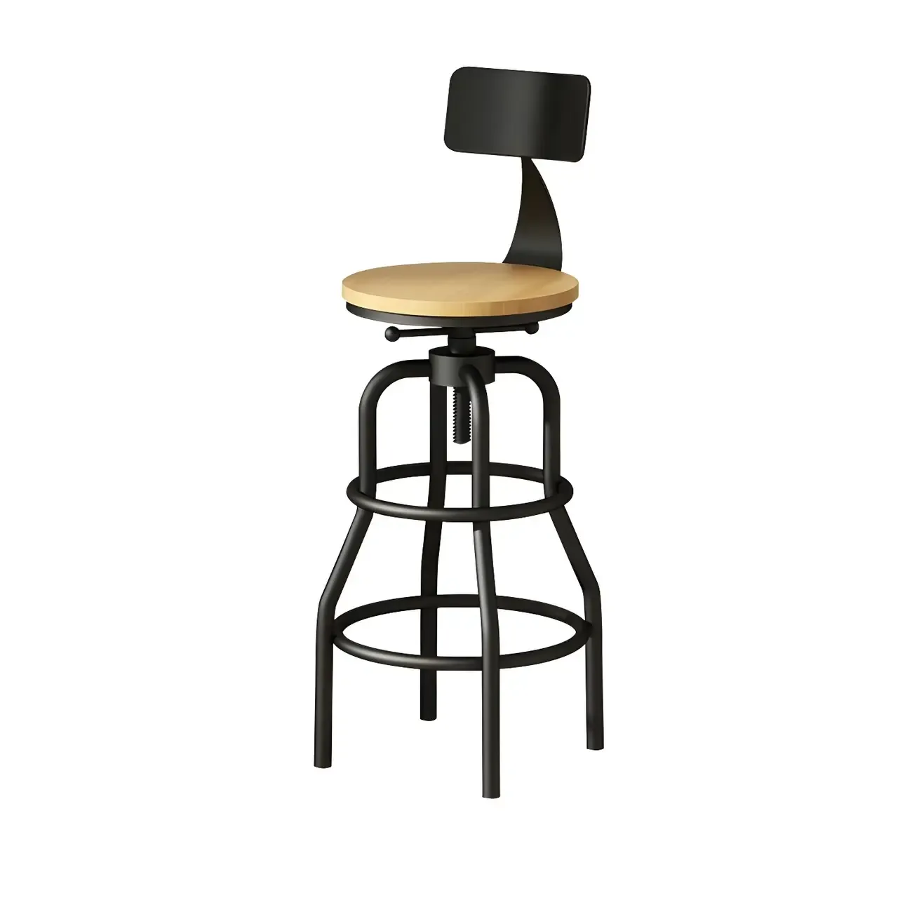 Industrial Faux Leather Swivel Bar Stools with Backrest for Home Image - 5
