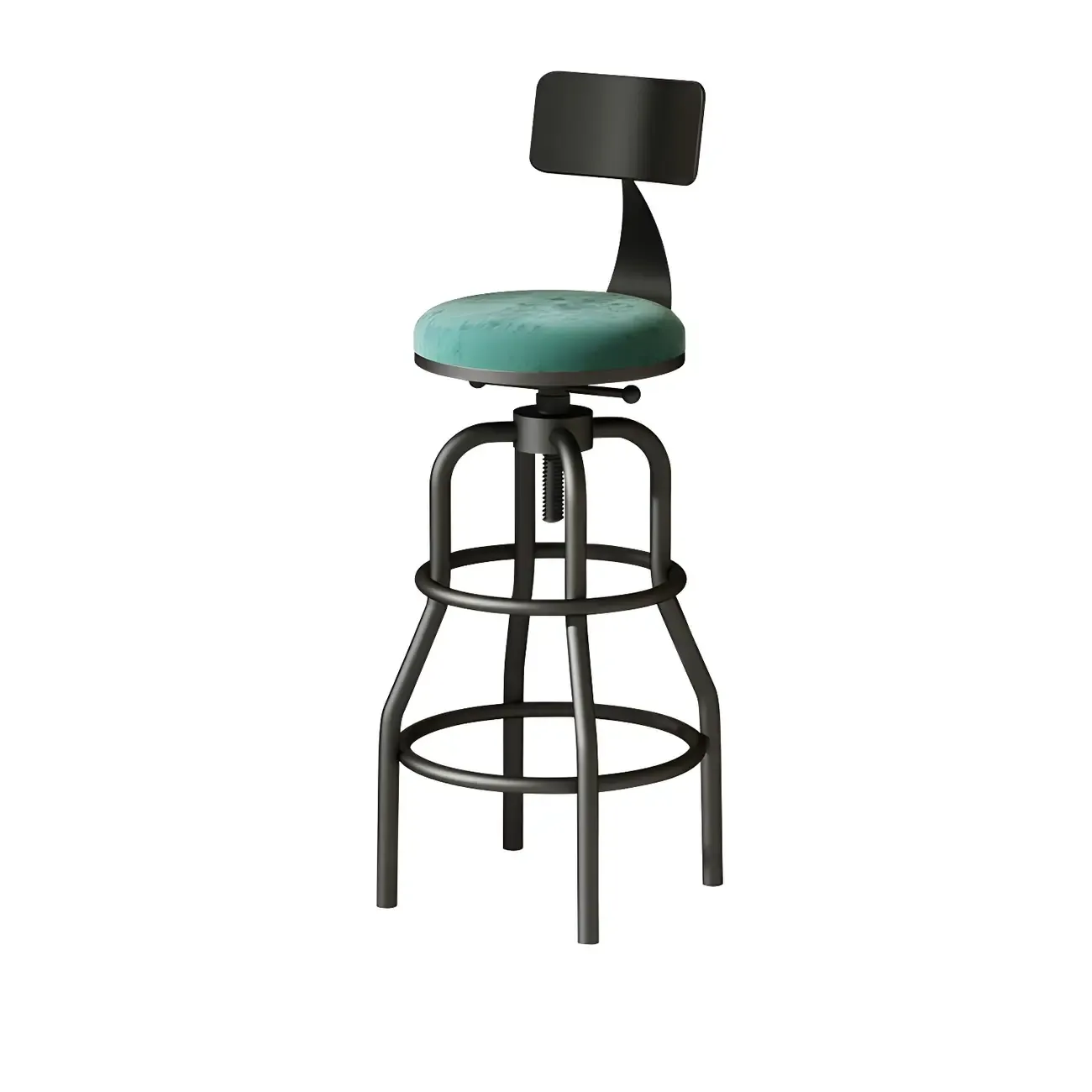Industrial Faux Leather Swivel Bar Stools with Backrest for Home Image - 6