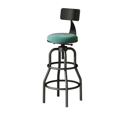 Industrial Faux Leather Swivel Bar Stools with Backrest for Home Image - 6