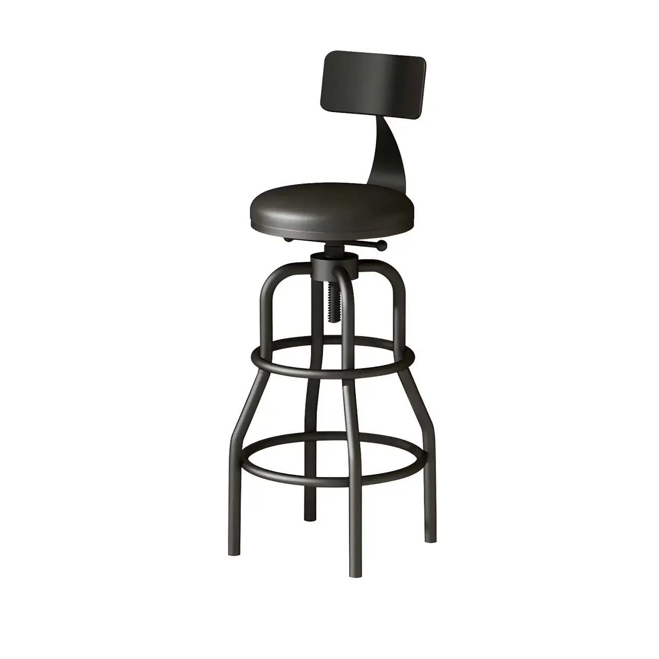 Industrial Faux Leather Swivel Bar Stools with Backrest for Home Image - 7