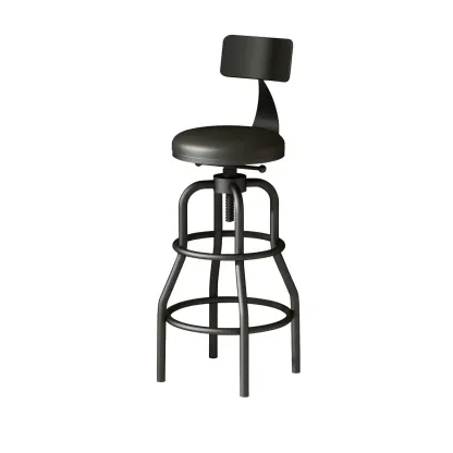 Industrial Faux Leather Swivel Bar Stools with Backrest for Home Image - 7