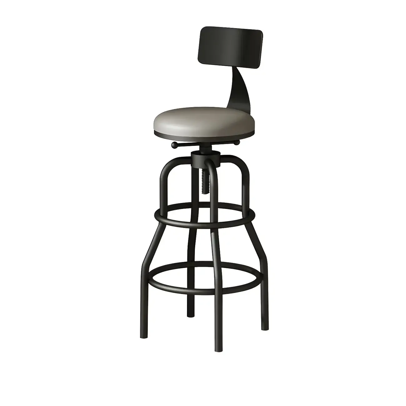 Industrial Faux Leather Swivel Bar Stools with Backrest for Home Image - 9