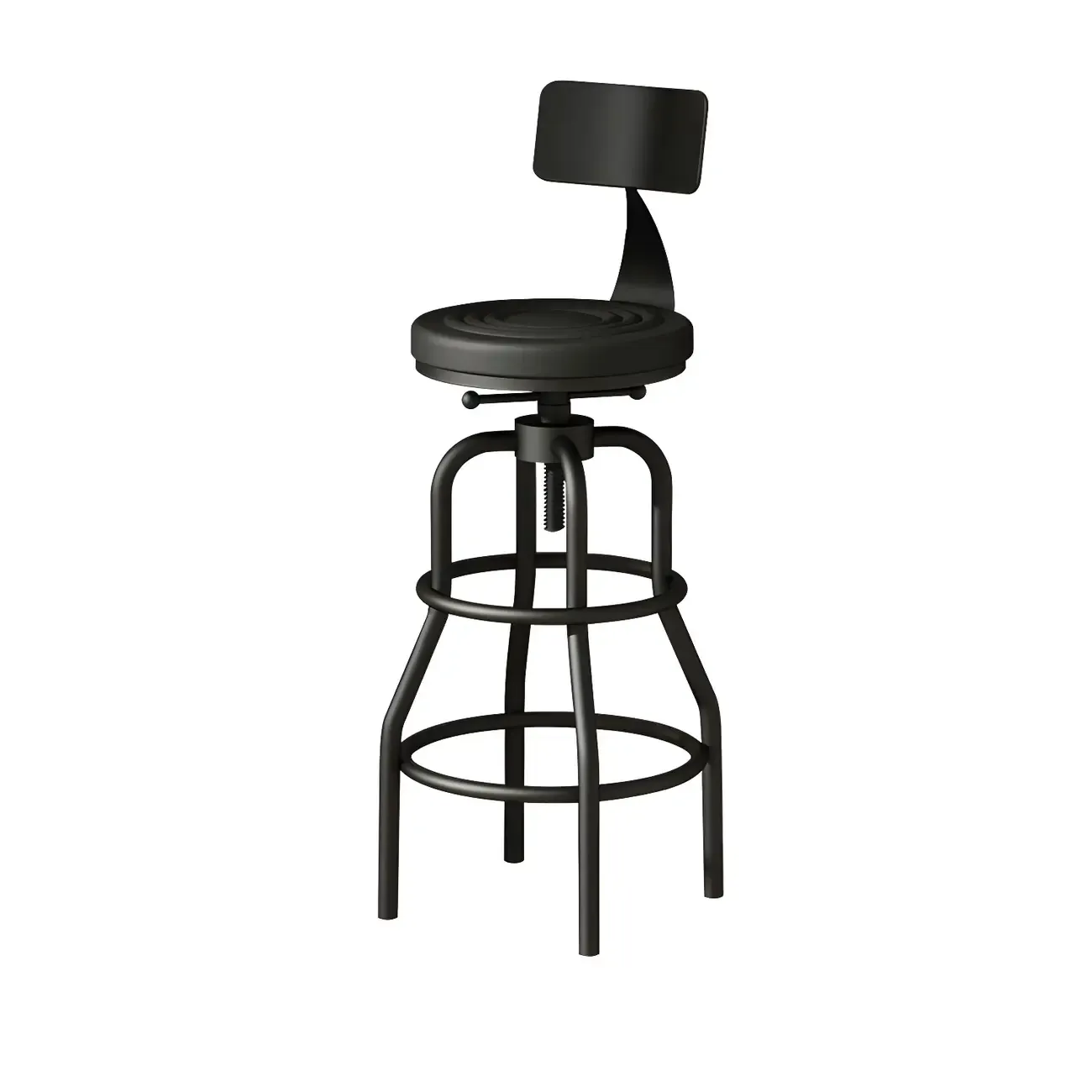 Industrial Faux Leather Swivel Bar Stools with Backrest for Home Image - 10