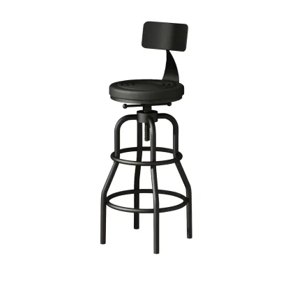 Industrial Faux Leather Swivel Bar Stools with Backrest for Home Image - 10