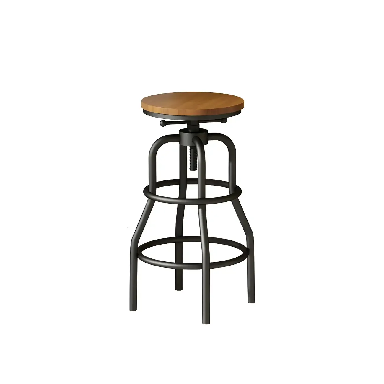Industrial Faux Leather Swivel Bar Stools with Backrest for Home Image - 12