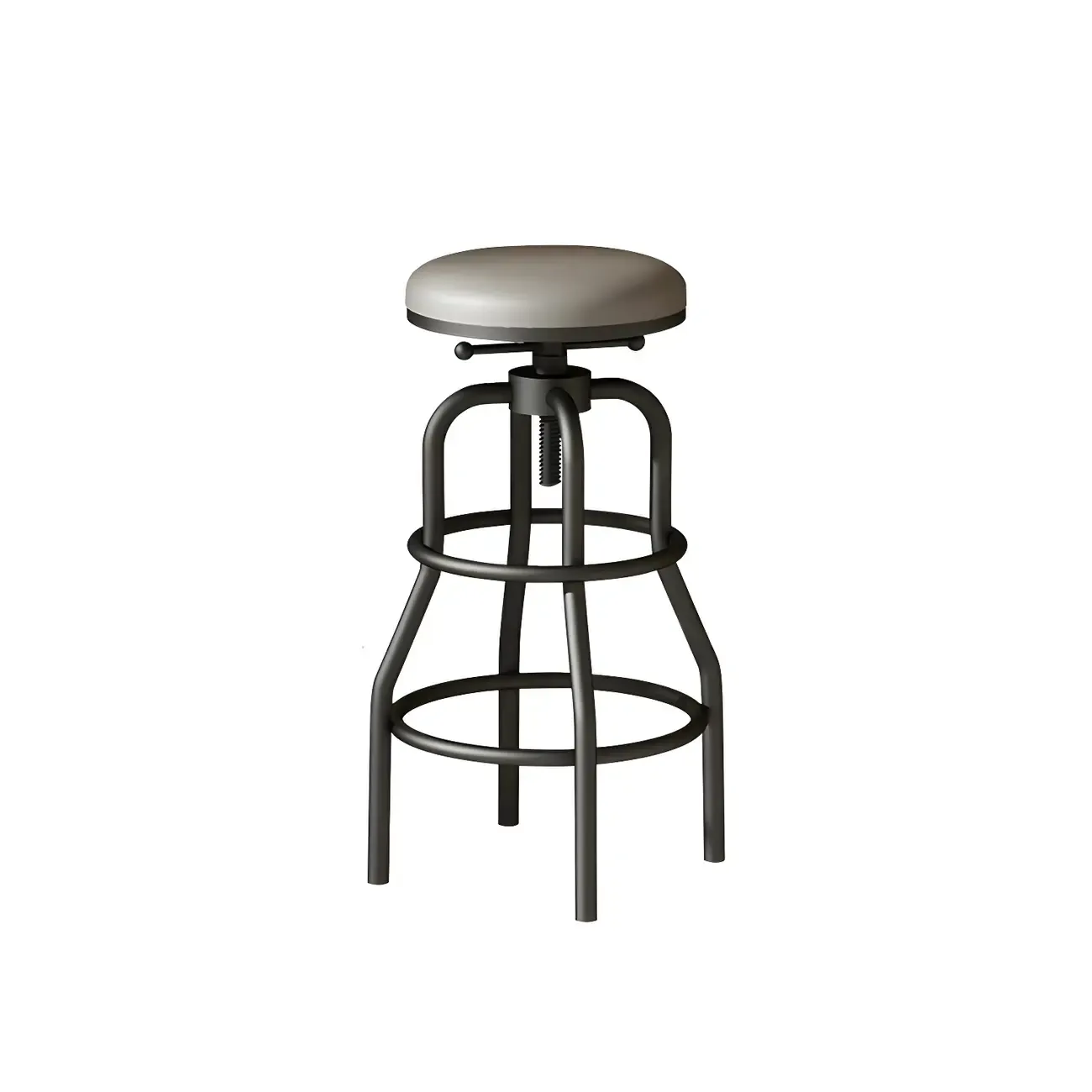 Industrial Faux Leather Swivel Bar Stools with Backrest for Home Image - 15