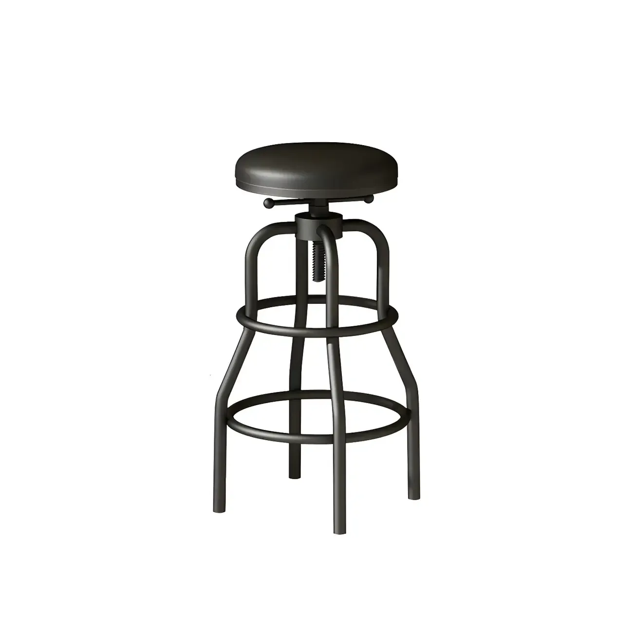 Industrial Faux Leather Swivel Bar Stools with Backrest for Home Image - 16