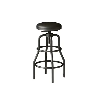 Industrial Faux Leather Swivel Bar Stools with Backrest for Home Image - 16