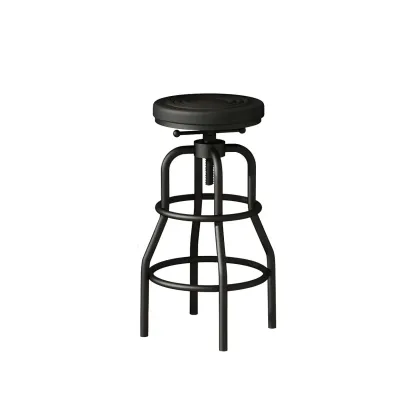 Industrial Faux Leather Swivel Bar Stools with Backrest for Home Image - 17