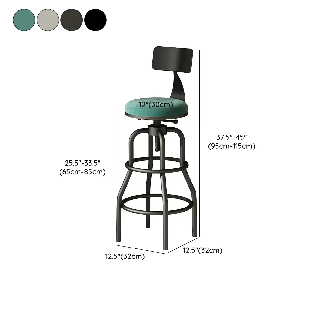 Industrial Faux Leather Swivel Bar Stools with Backrest for Home #size