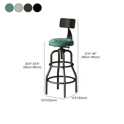 Industrial Faux Leather Swivel Bar Stools with Backrest for Home #size