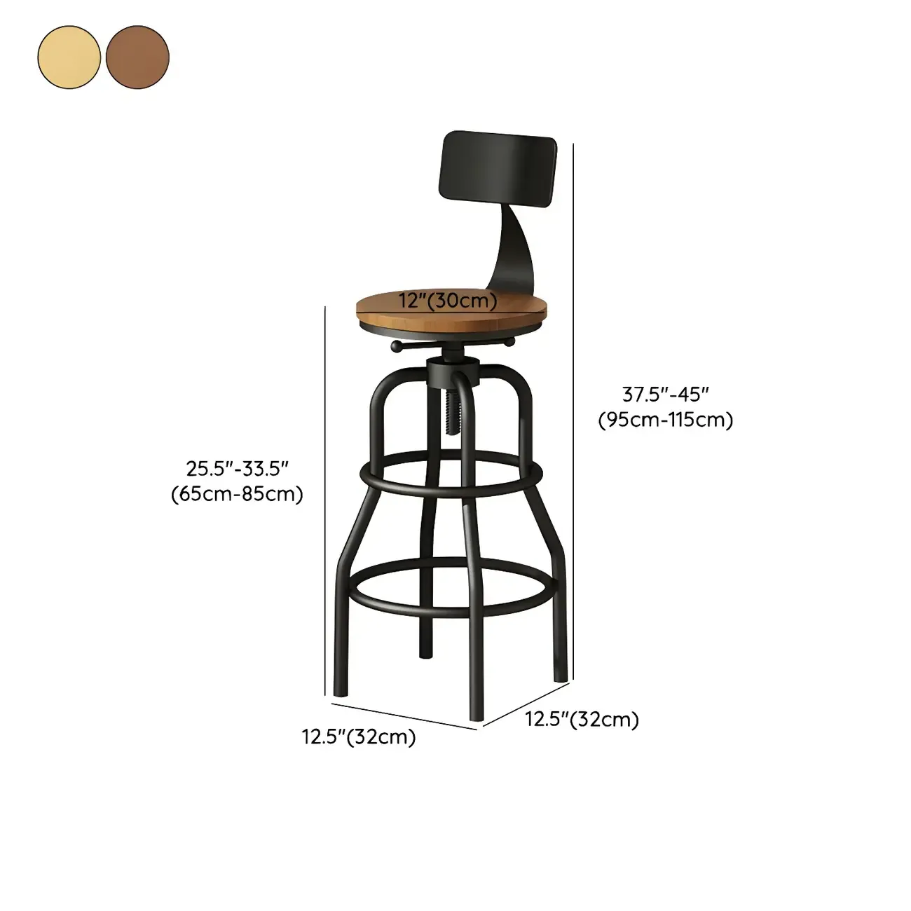 Industrial Faux Leather Swivel Bar Stools with Backrest for Home Image - 19