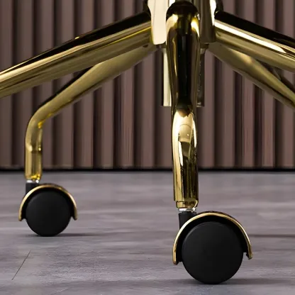 Gold Base Tufted Leather Adjustable Office Chair Image - 16