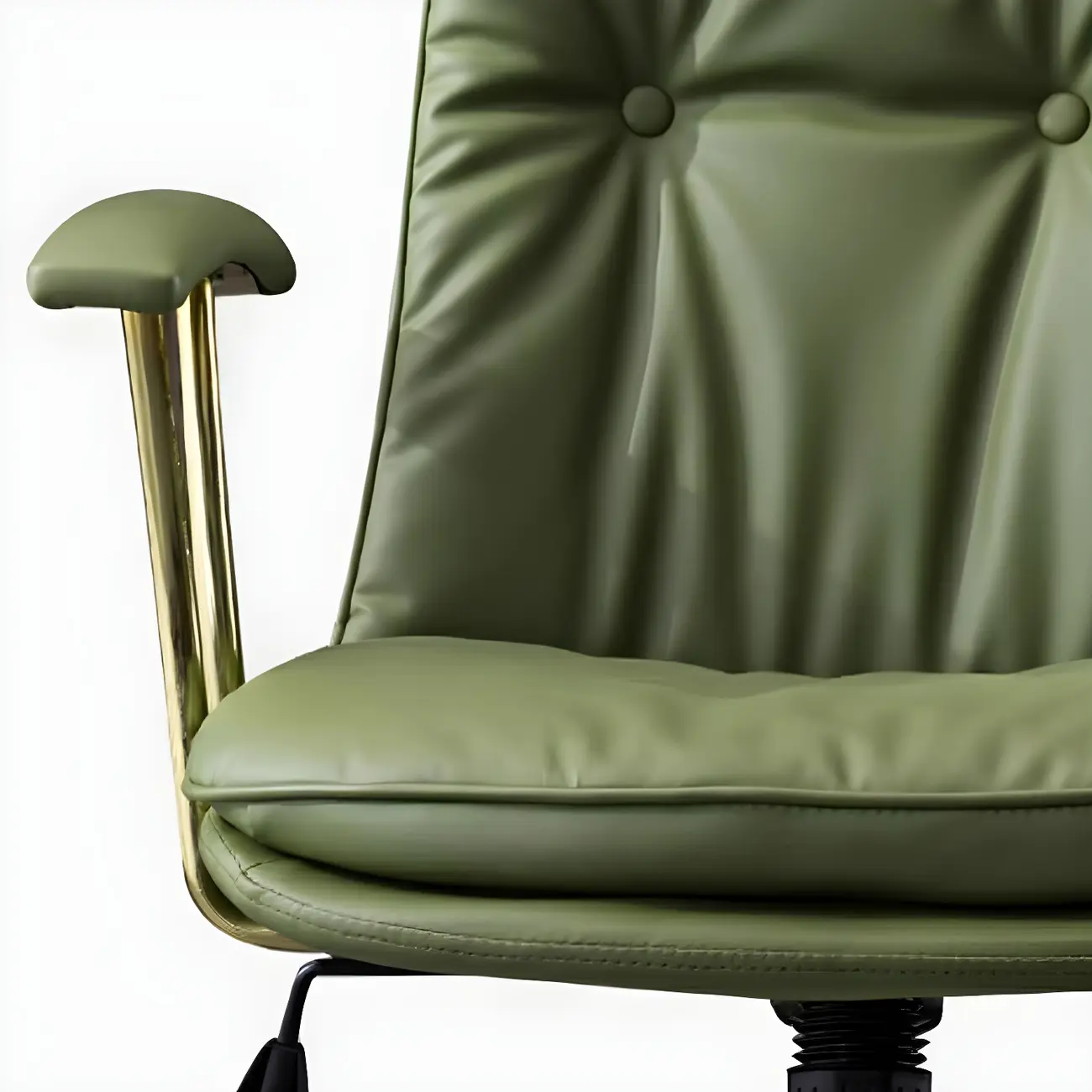 Gold Base Tufted Leather Adjustable Office Chair Image - 17 | homeyfad