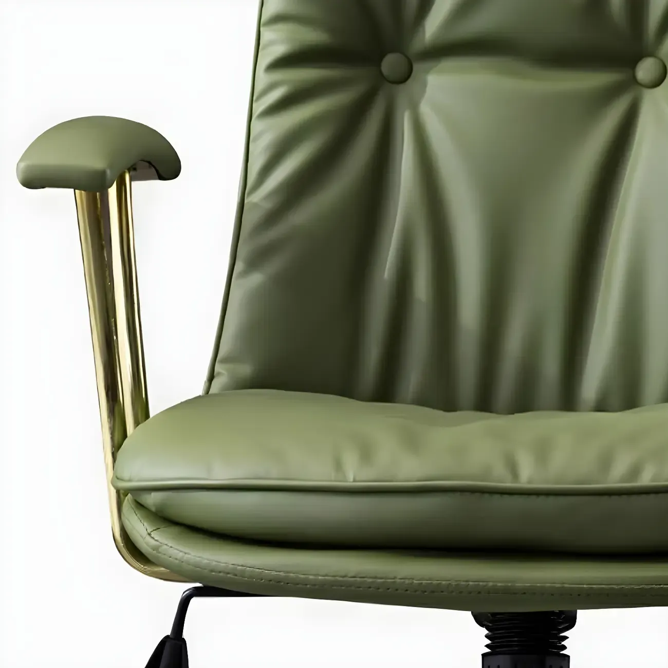 Gold Base Tufted Leather Adjustable Office Chair Image - 17