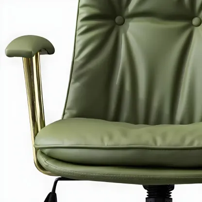 Gold Base Tufted Leather Adjustable Office Chair Image - 17