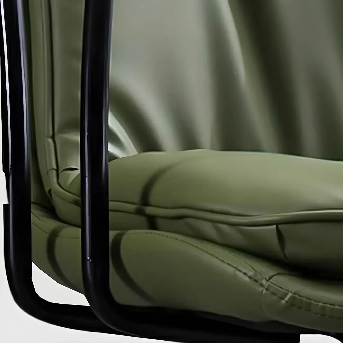 Gold Base Tufted Leather Adjustable Office Chair Image - 18