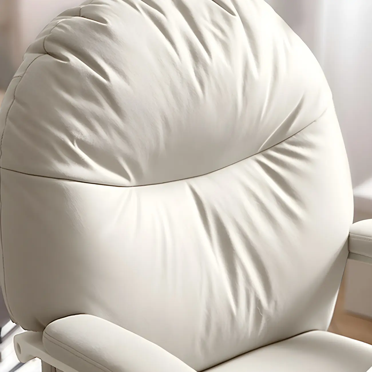 Elegant White Leather Casters Office Chair Image - 4 | homeyfad