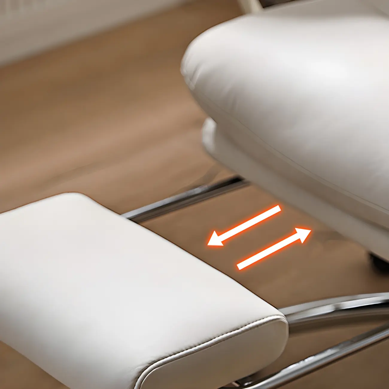 Elegant White Leather Casters Office Chair Image - 6 | homeyfad