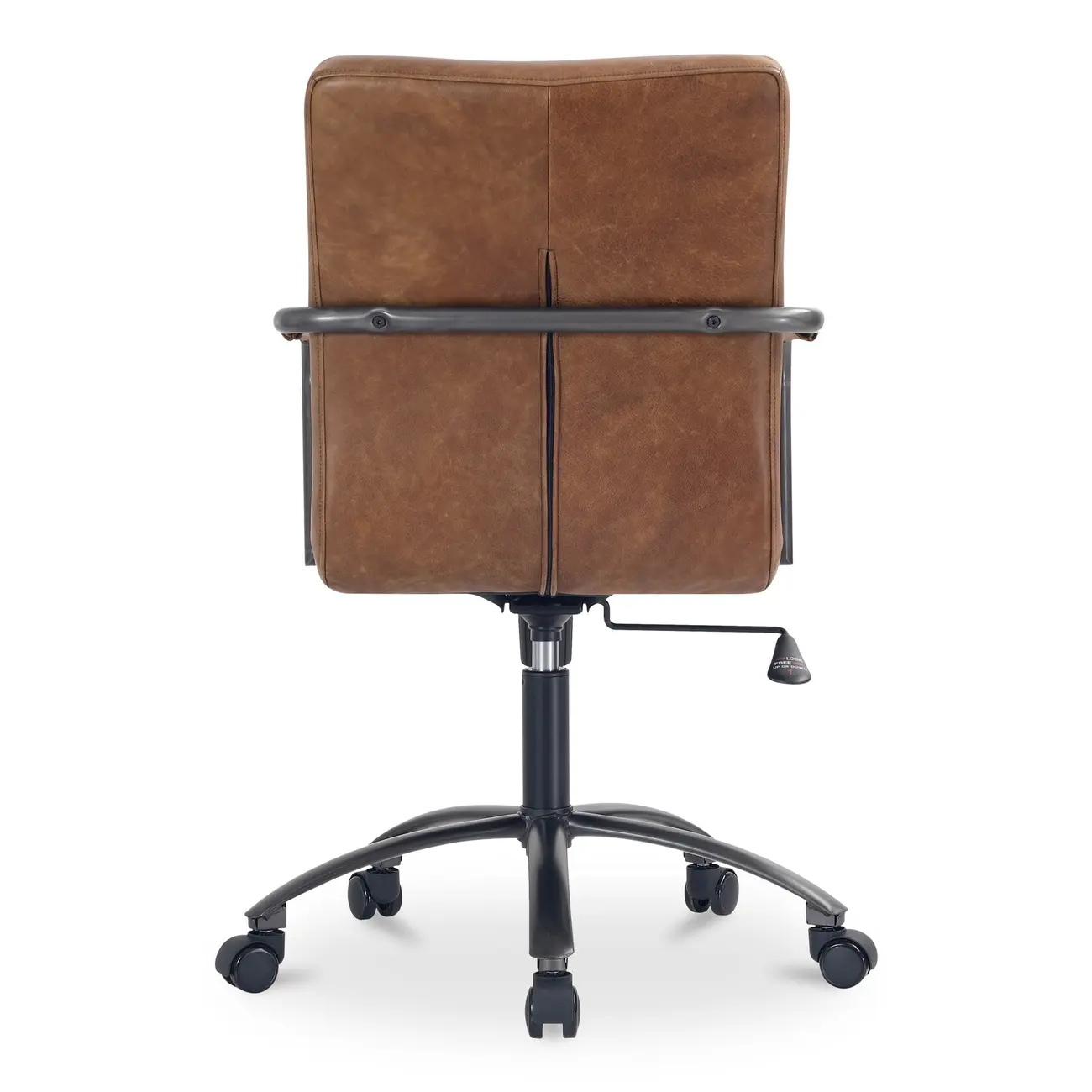 Mid-Back Genuine Leather Swivel Desk Chair with Arms Image - 13 | homeyfad