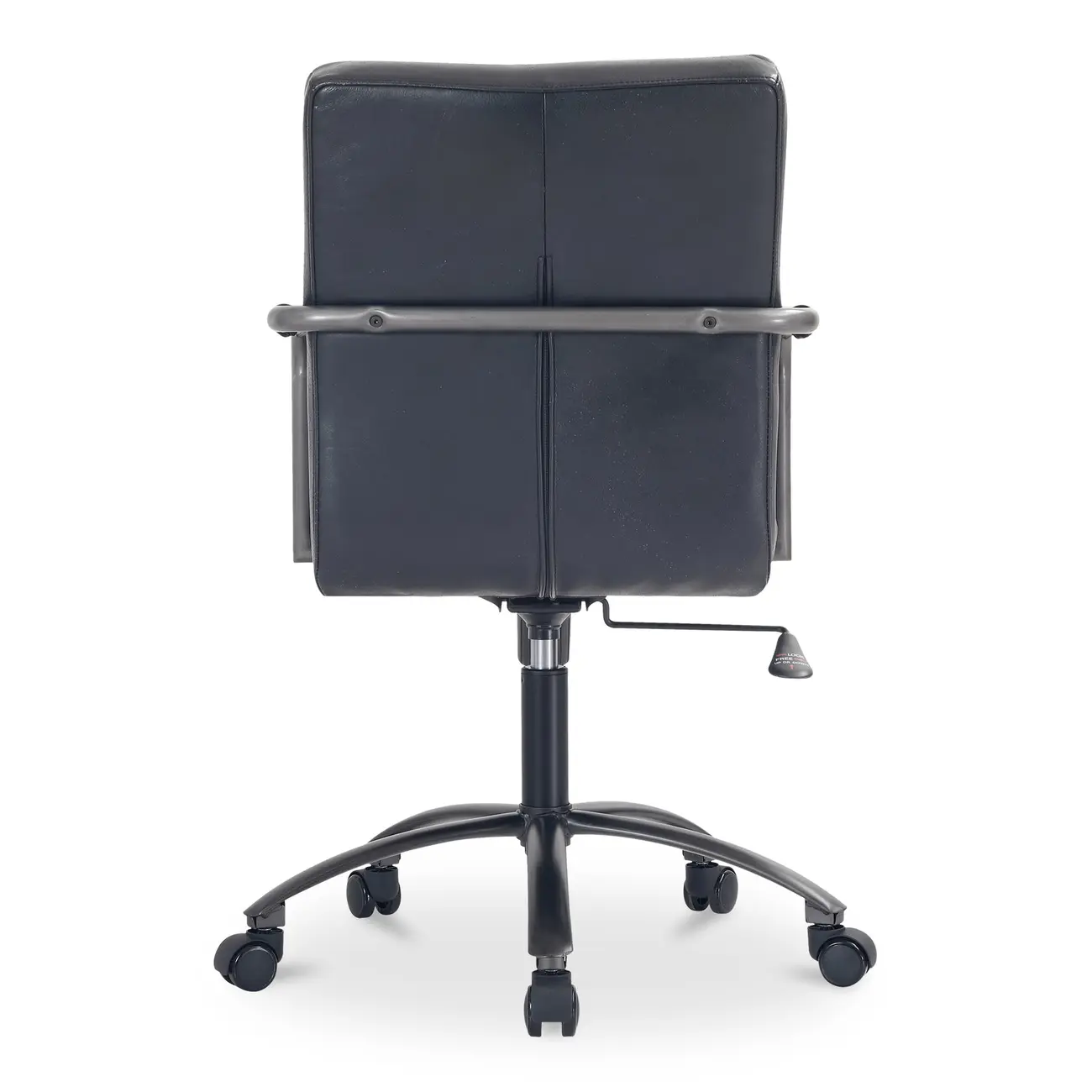 Mid-Back Genuine Leather Swivel Desk Chair with Arms Image - 9 | homeyfad
