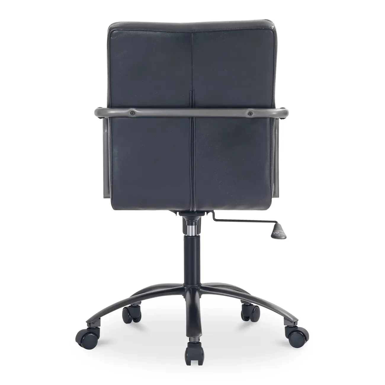 Mid-Back Genuine Leather Swivel Desk Chair with Arms Image - 9