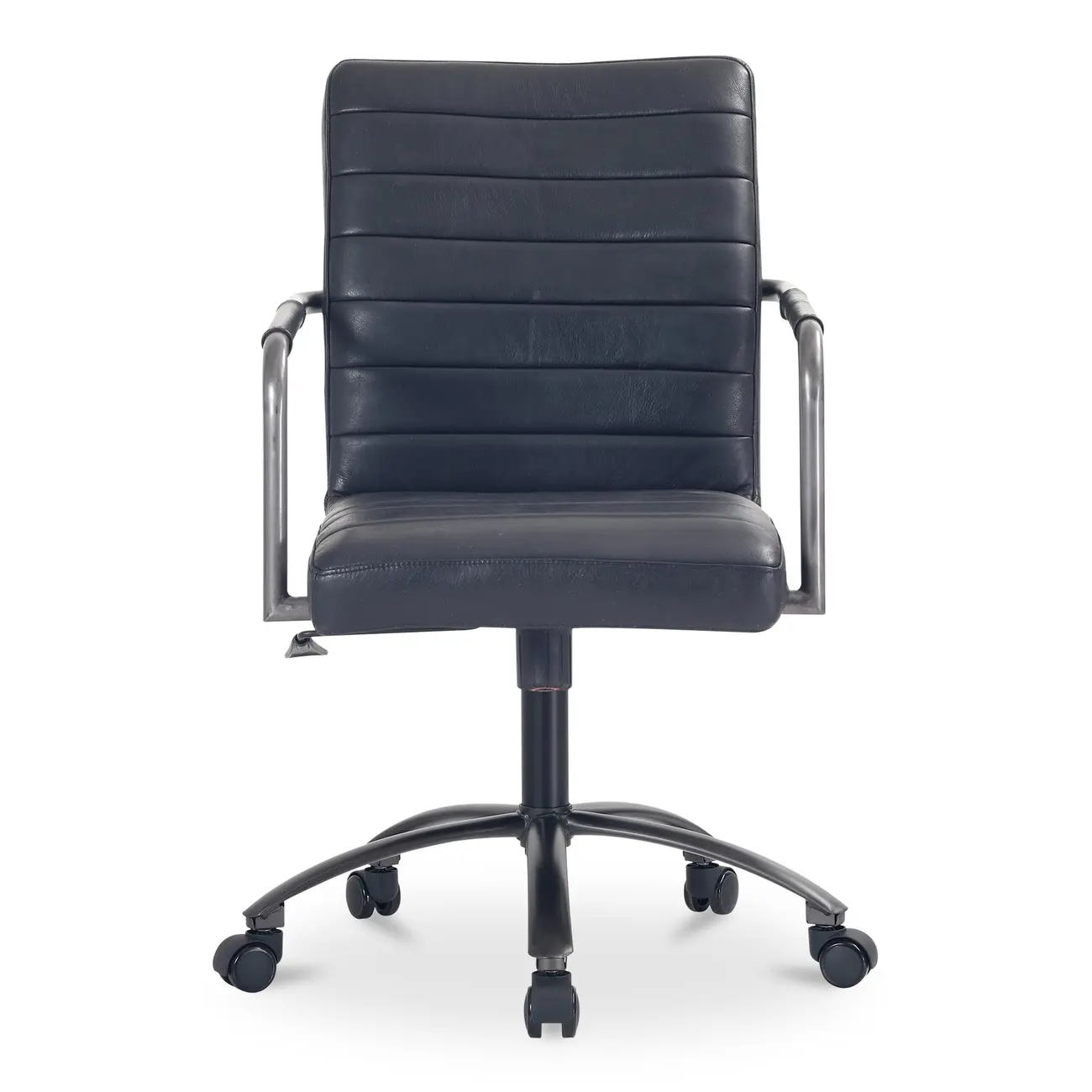 Mid-Back Genuine Leather Swivel Desk Chair with Arms Image - 6 | homeyfad